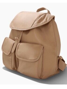 Year of Ours Beige Drawstring Backpack with Front Pockets NWT